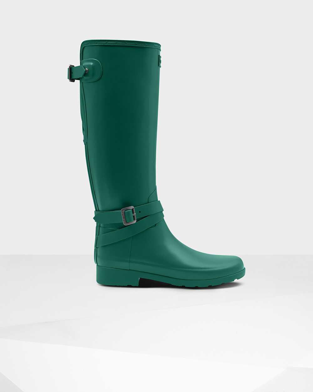 Botas De Agua Mujer - Hunter Refined Slim Fit Adjustable Tall Verde Oscuro - YJADFV-693 - Verde Oscu